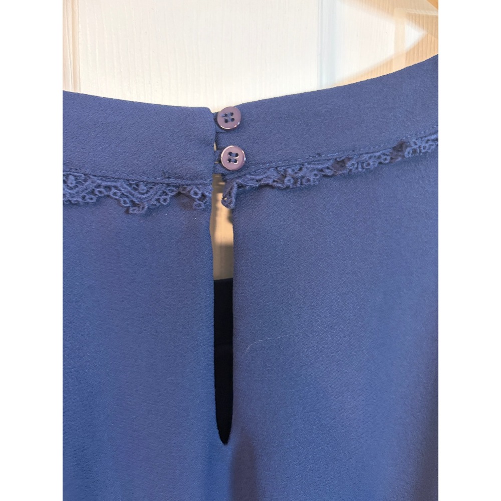 Ryan Wythe Navy Blue Crochet Trim Ruffle Hem Dress Plus 22 Wedding Guest Elegant - Picture 6 of 9